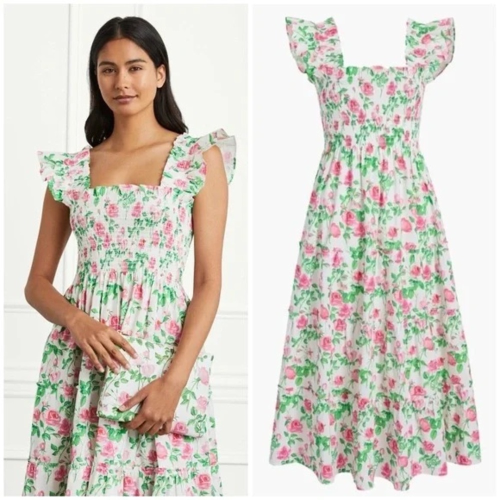 Hill House Floral Maxi Dress - Pink and Green